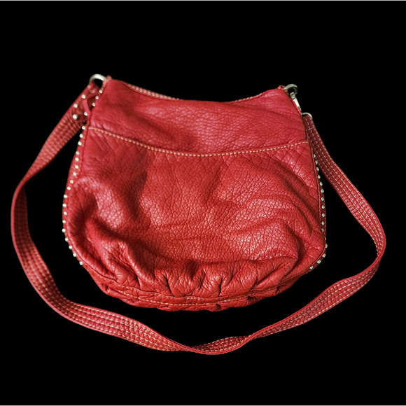 Marc Ecko Red Studded Faux Leather 90s Style Shoulder Bag - Picture 2 of 9